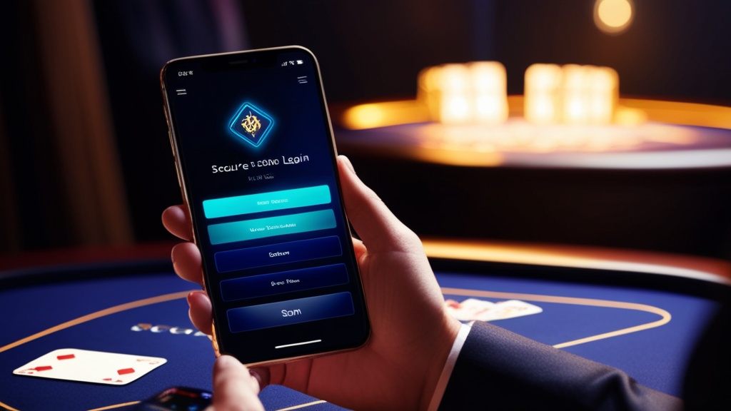 Accesso da smartphone al conto in un casinò scuro e moderno